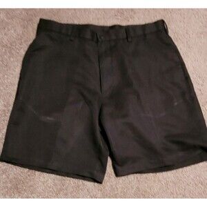 Roundtree And Yorke Pleated Shorts Size 38X9 Black Polyester (A005)